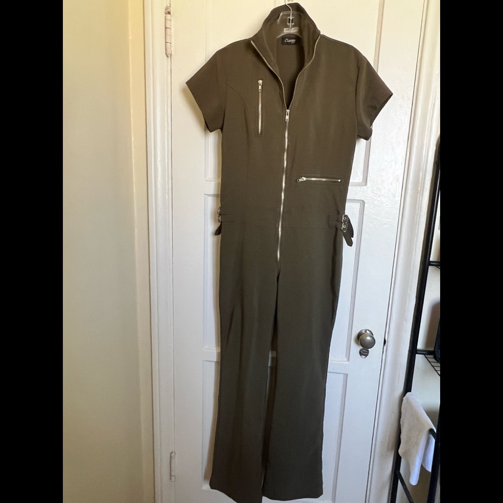 Chesley army green utility style jump suit, size M